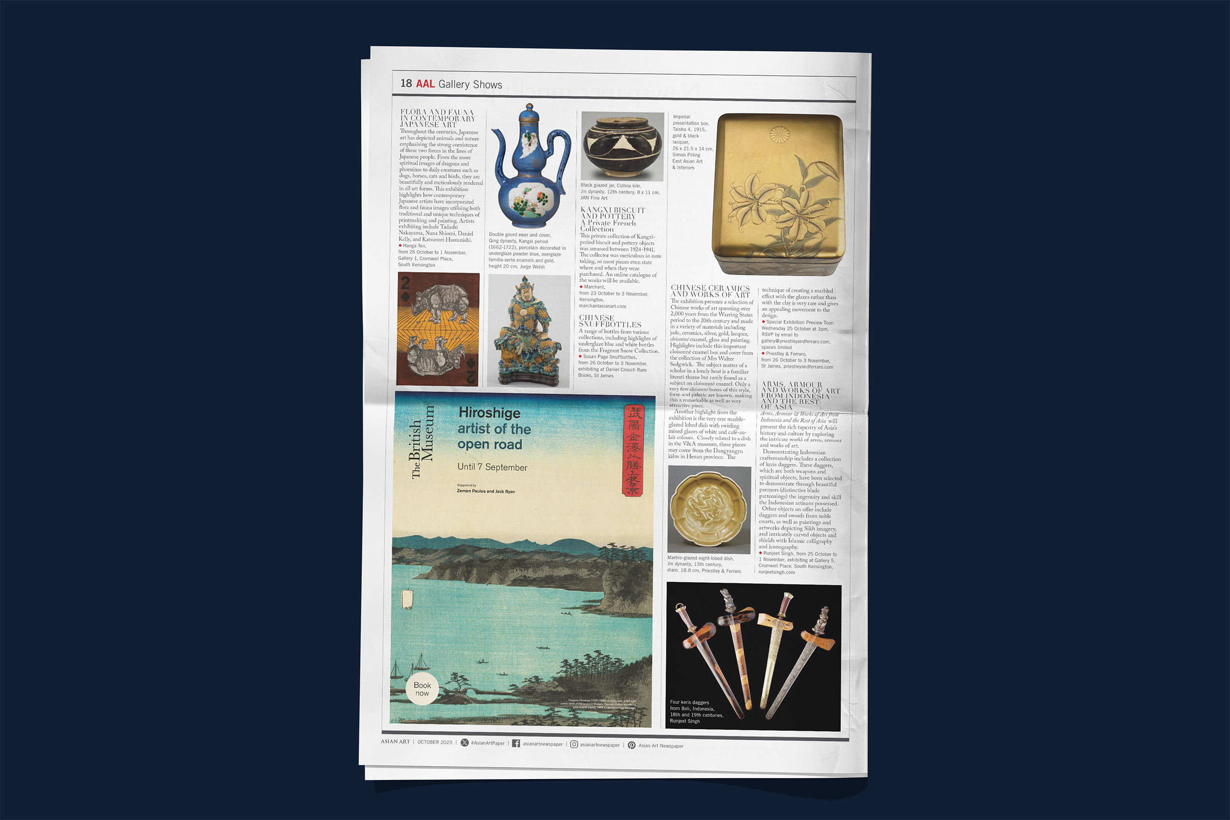 Top-down photo of a magazine ad